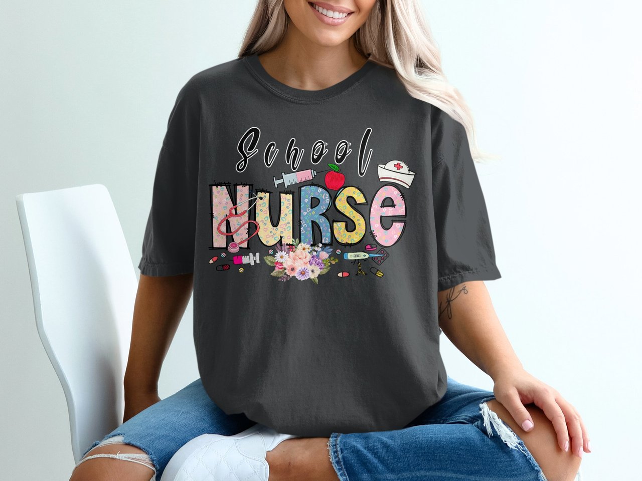Whimsical School Nurse Graphic Tee