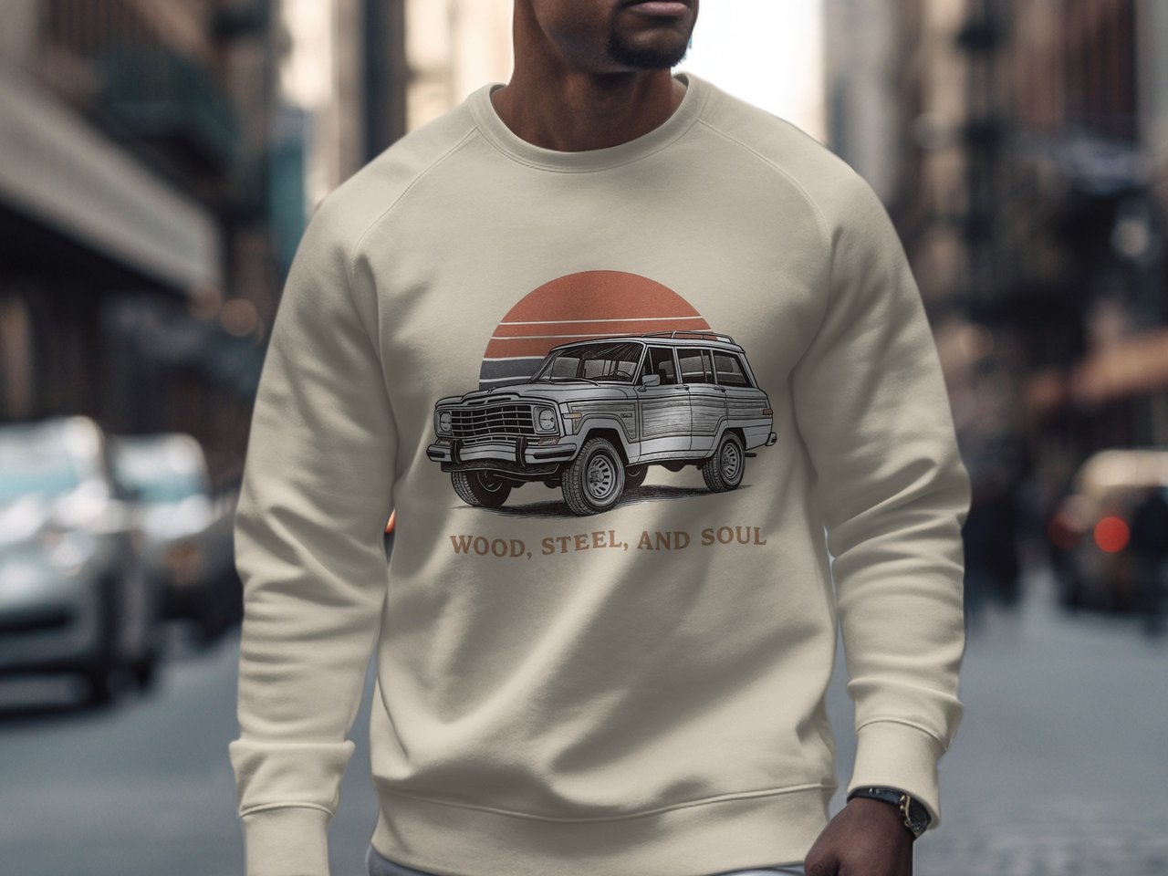 Wood Steel Soul T-Shirt, Classic Car, Vintage Wagon, Retro Automotive Tee, Grand Wagoneer Shirt, Offroad Vehicle Shirt, Car Lover Gift