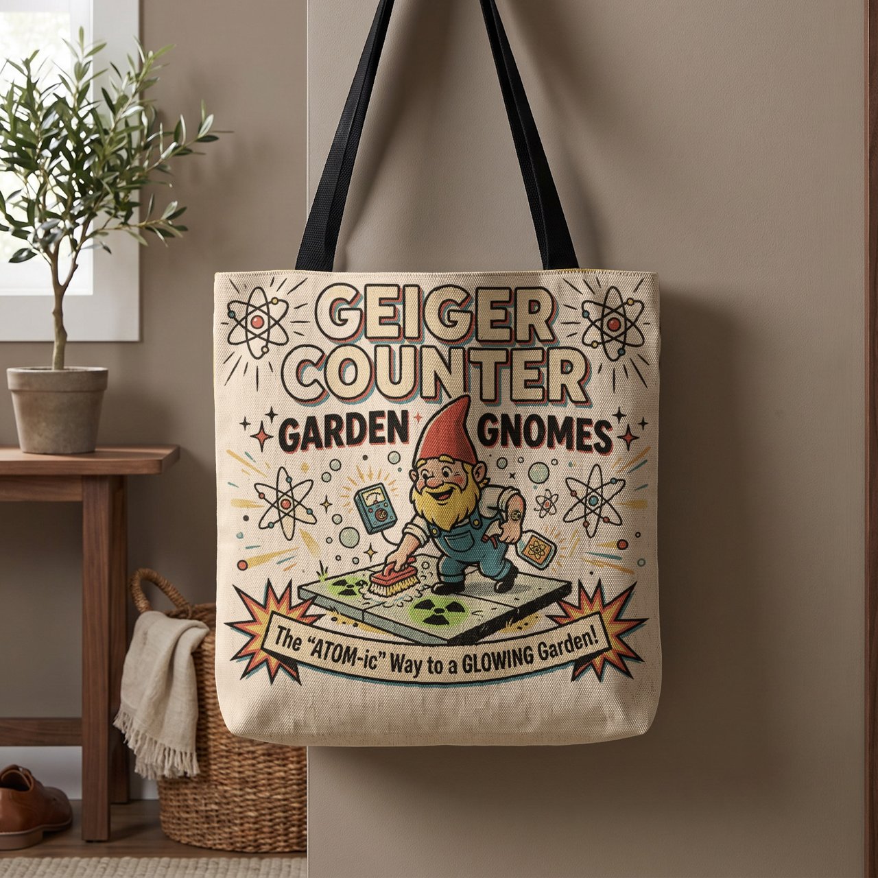 Geiger Counter Garden Gnomes Tote Bag