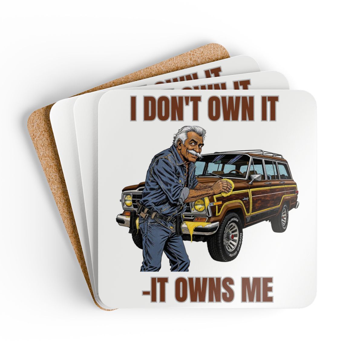 Grand Wagoneer Corkwood Coaster Set, The Waggy Coasters, Car Lover Gift, Classic Cars, Funny Car Coaster, Man Cave Decor, Auto Enthusiast