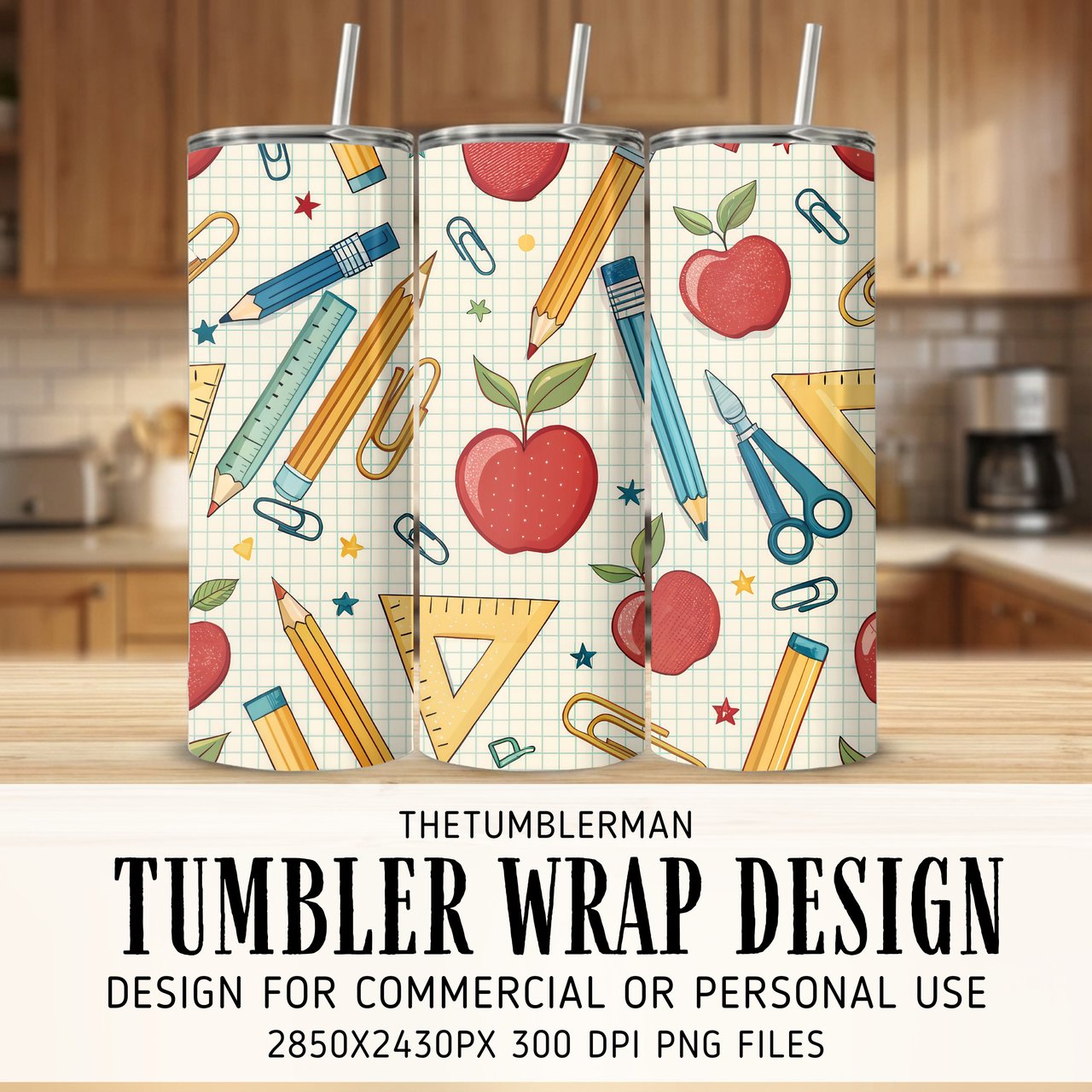 Vintage School Day Digital Pattern Size Bundle Png