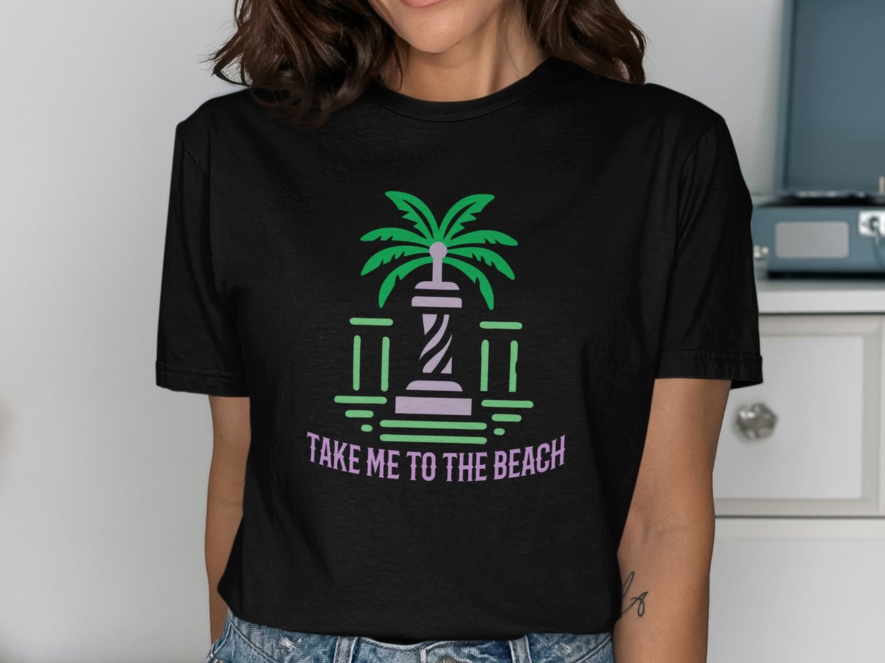 Take Me To The Beach T-Shirt, Palm Tree Vacation Tee, Summer Coastal Graphic Shirt, Tropical Aesthetic Gift
