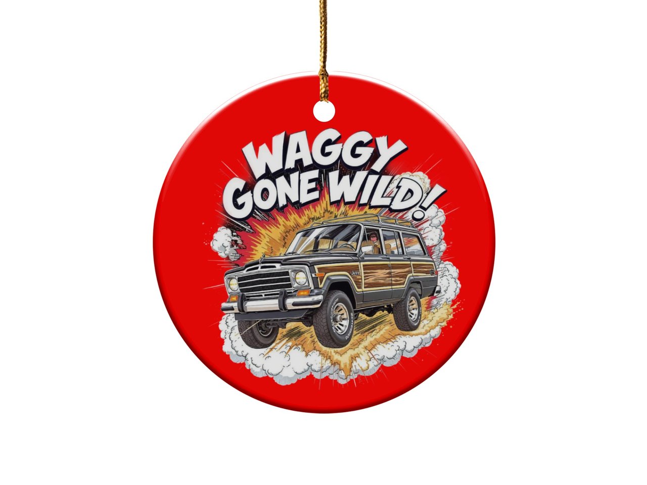 Grand Wagoneer Ornament, Waggy Gone Wild, Classic Car Fan Gift, Car Lover Ornament, Unique Ornament, Cars Ornament