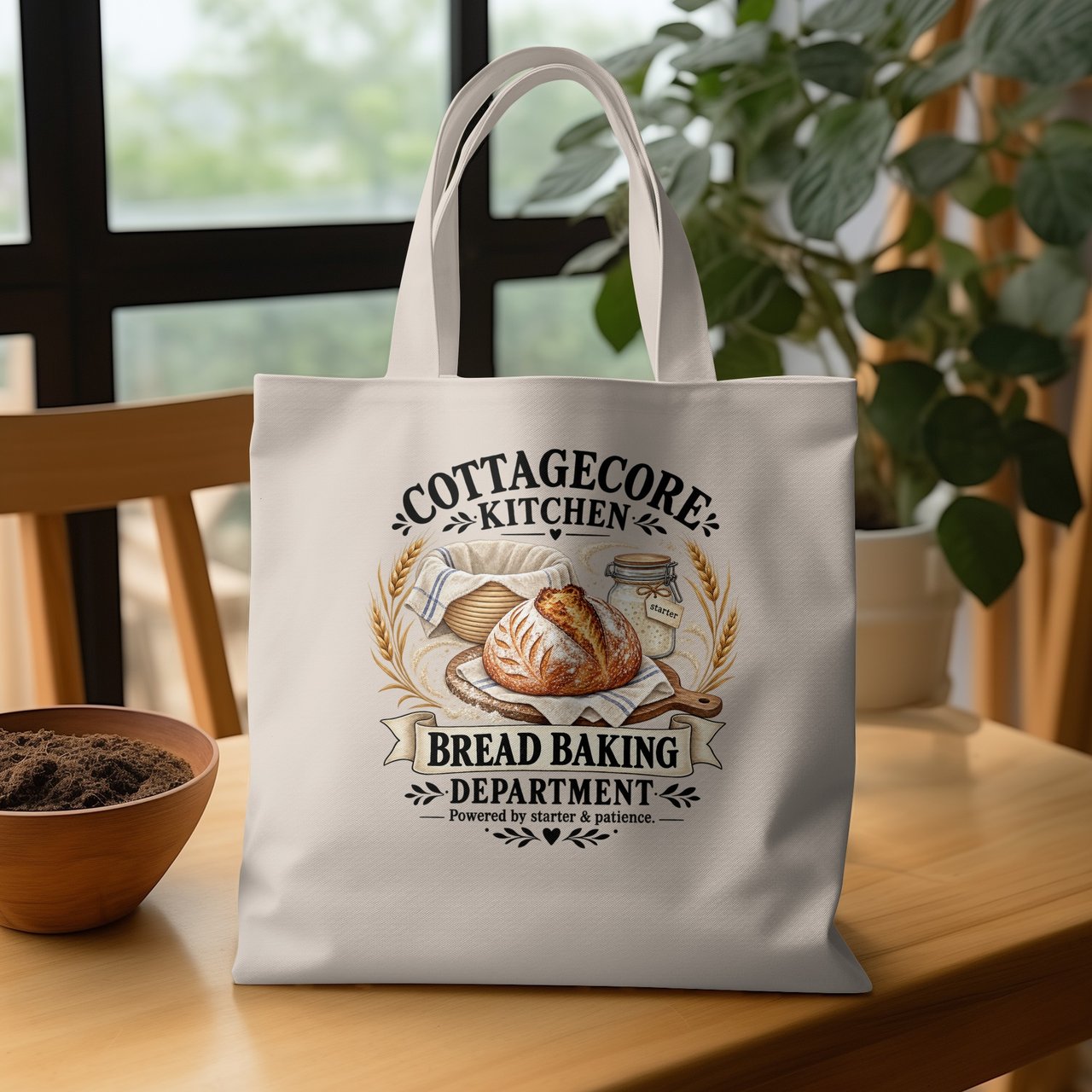 Cottagecore Bread Baking Tote Bag