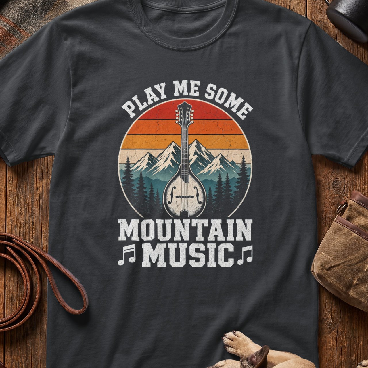 Vintage Mountain Music Mandolin T-Shirt