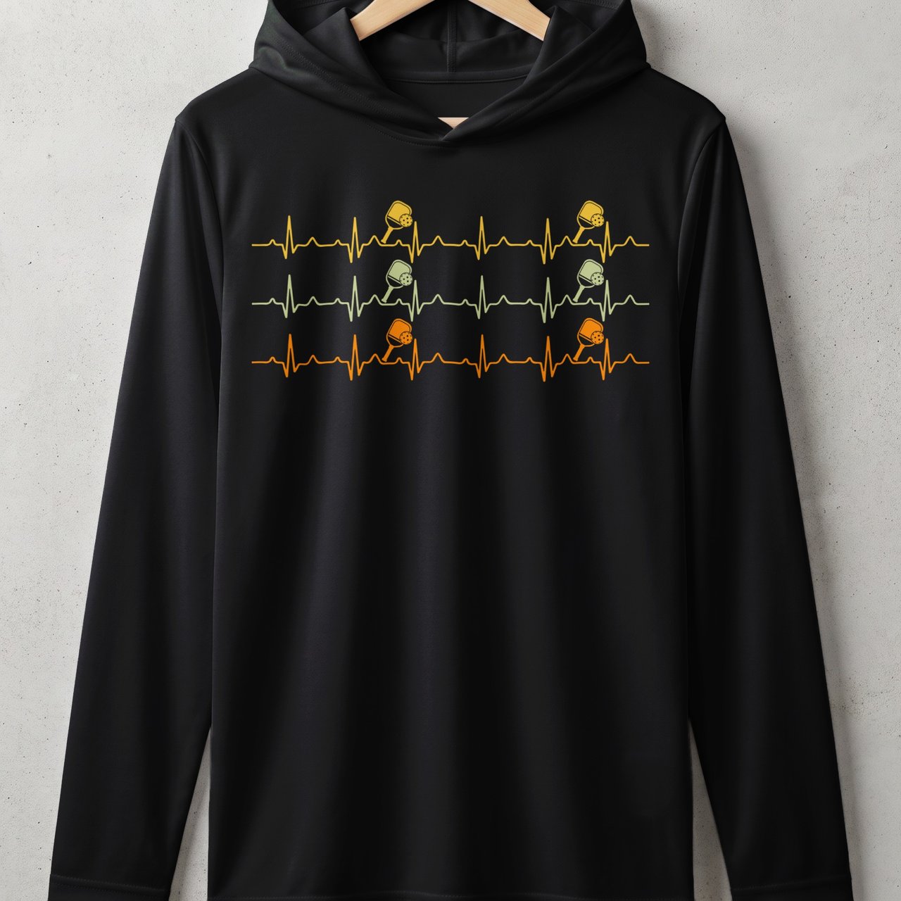 Pickleball Sport-Tek Performance Hood, Pickleball Heartbeat Lifeline Paddle Pulse, Lightweight Hoodie