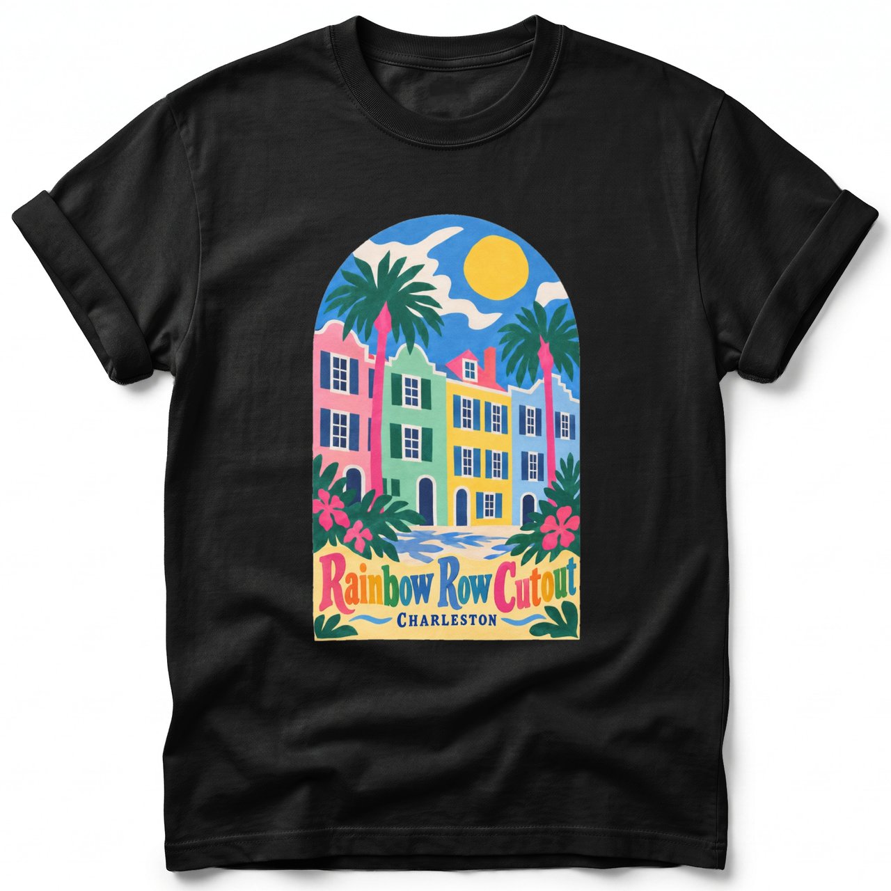 Rainbow Row Cutout ~ Comfort Colors Premium Tee