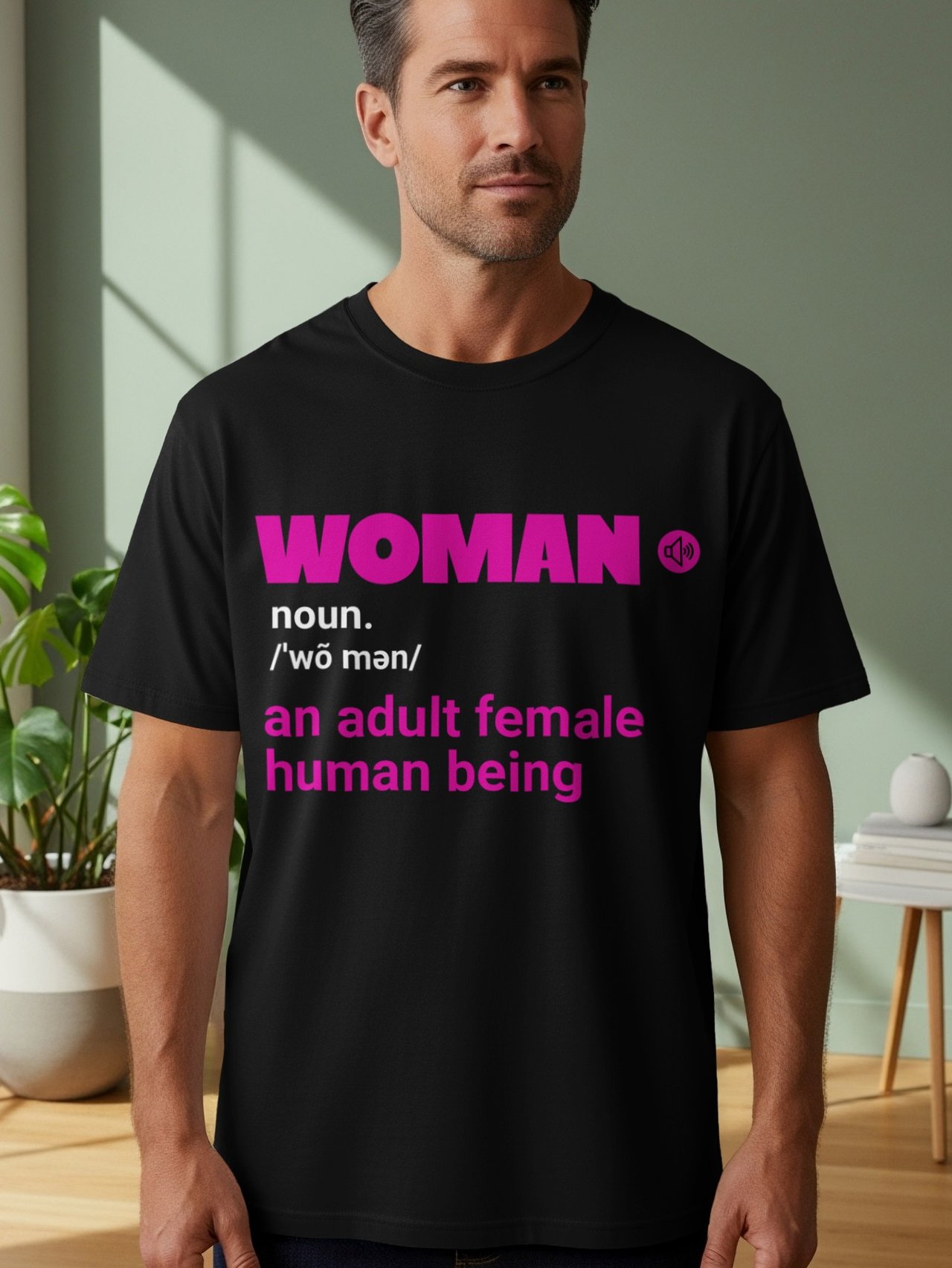 Woman Definition T-Shirt, Feminist Graphic Tee, Adult Female Human Being Shirt, Empowerment Pink Typography Top, Aesthetic Gift for Her