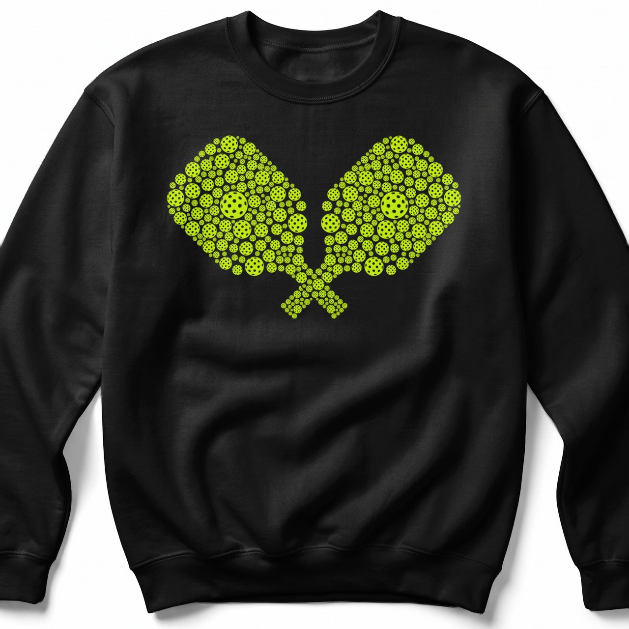 Pickleball Gildan Crewneck Sweatshirt, Crossed Paddles Ball Pattern Graphic, Court Warm Up Apparel