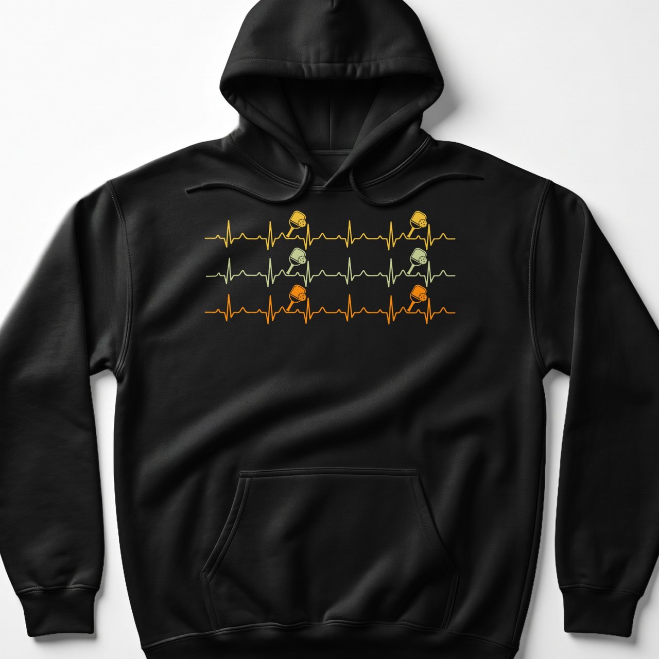 Pickleball Gildan Fleece Hoodie, Pickleball Heartbeat Paddle EKG Pulse Line Graphic, Court Pullover Sweatshirt