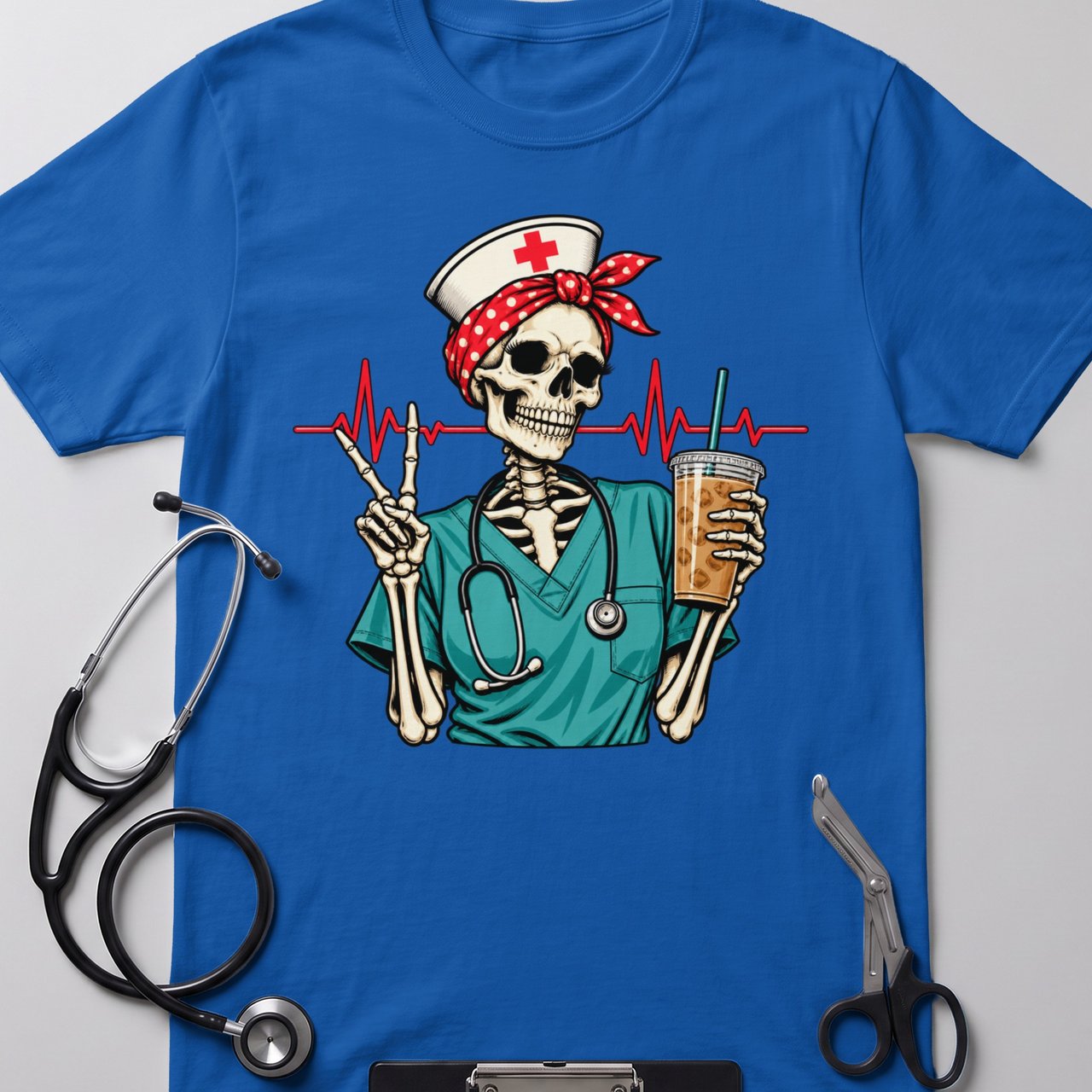 Skeleton Nurse Coffee Lover Tee