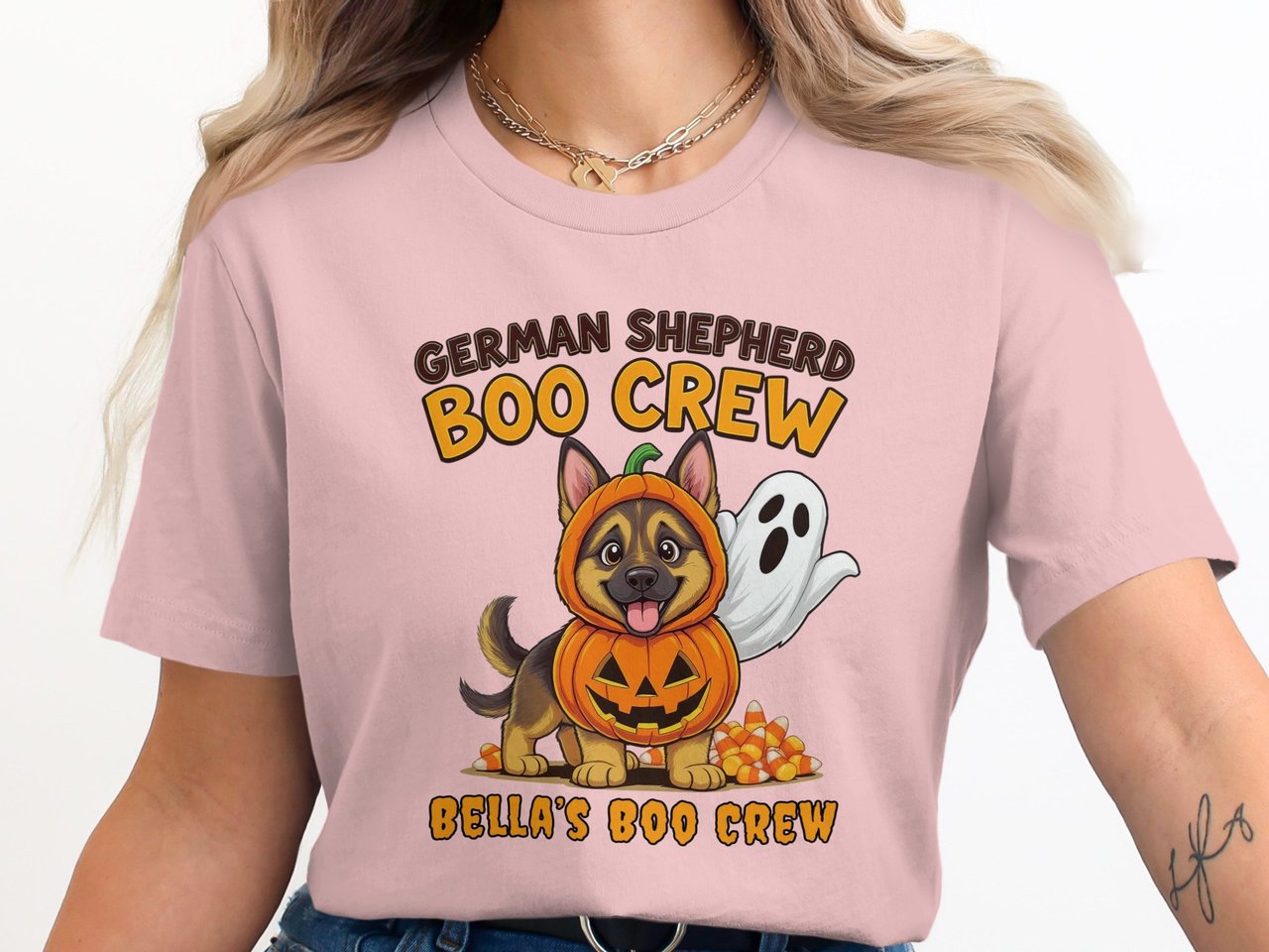 German Shepherd Halloween Sweatshirt, Boo Crew Pumpkin Dog Lover Gift, adult and kid size t-shirts