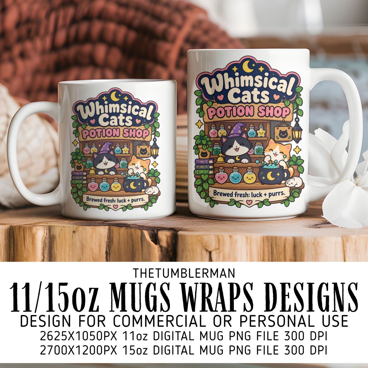 Whimsical Cats Potion Shop Mug Wrap