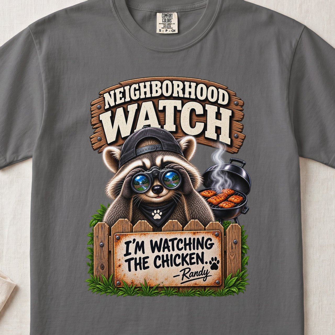 Neighborhood Watch Raccoon Tee