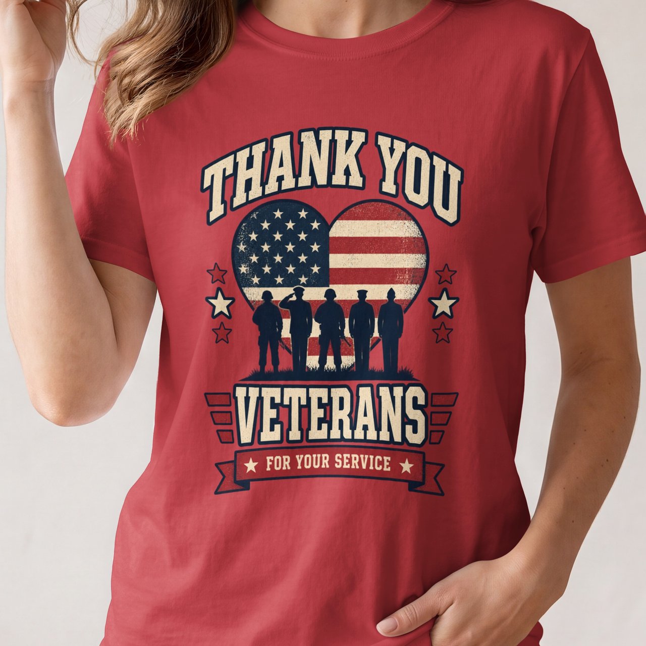 Thank You Veterans For Your Service Flag Heart T-Shirt