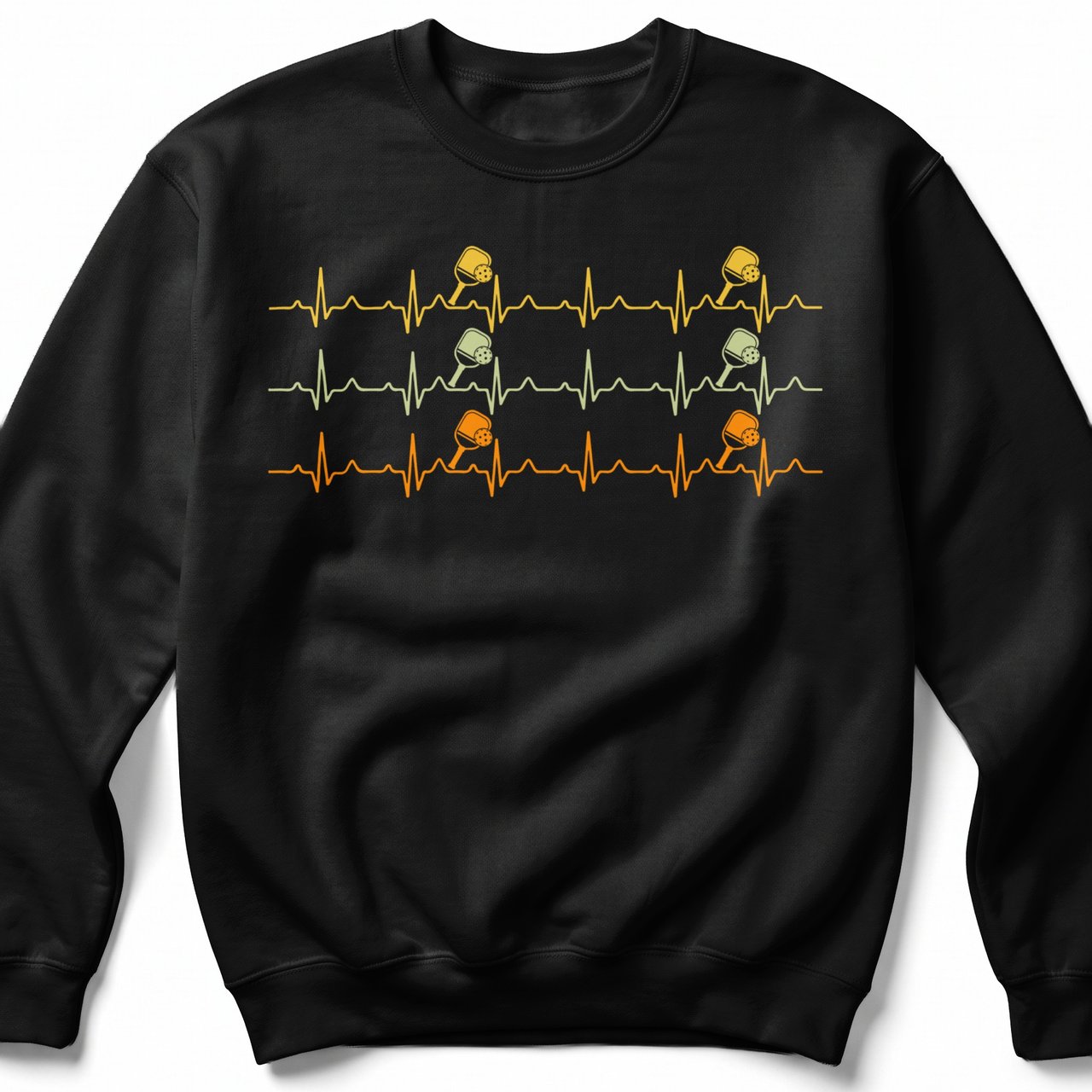 Pickleball Gildan Crewneck Sweatshirt, Pickleball Heartbeat EKG Pulse Rhythm Graphic, Court Warm Up