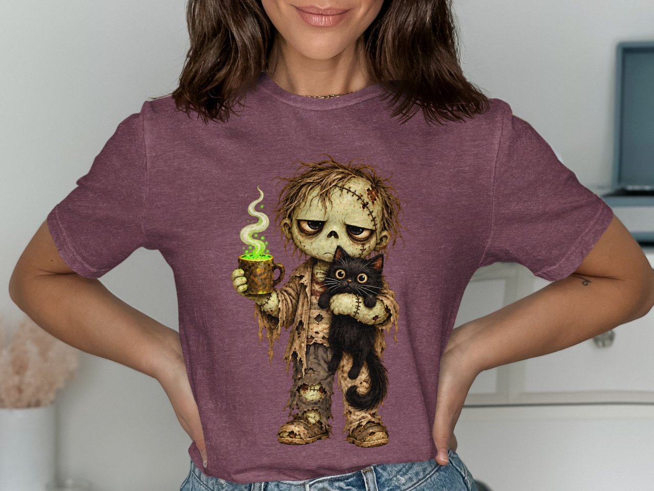 Coffee Zombie and Black Cat Tee