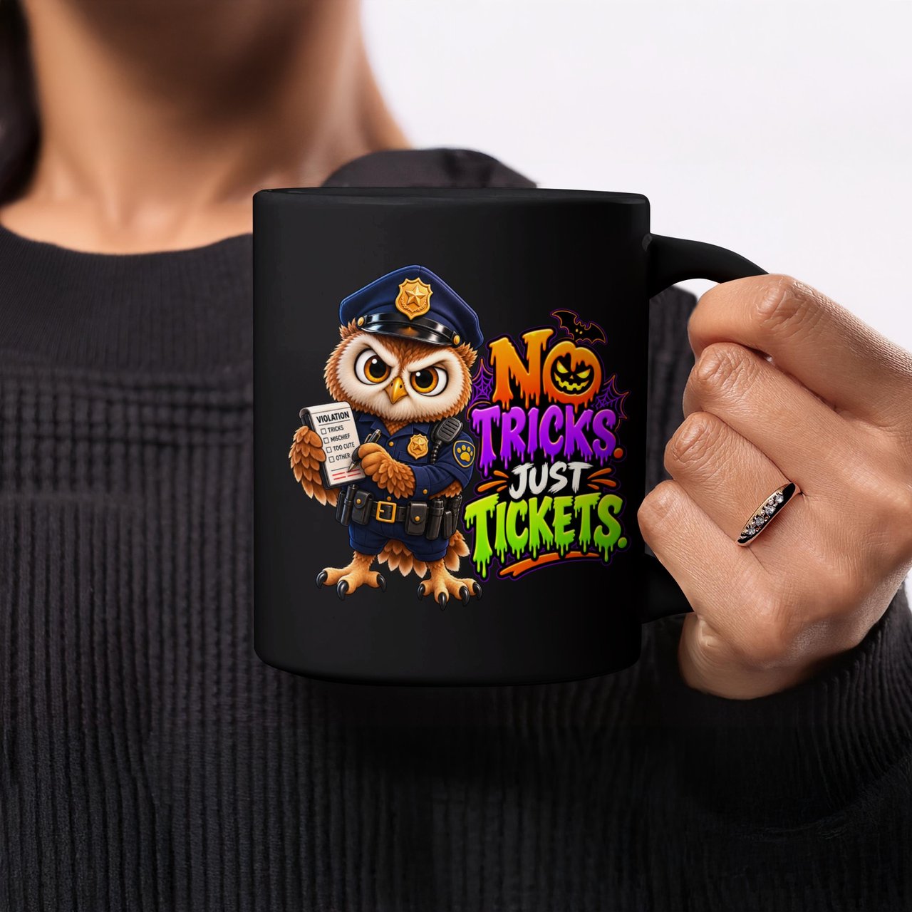 No Tricks Just Tickets Police Owl Mug