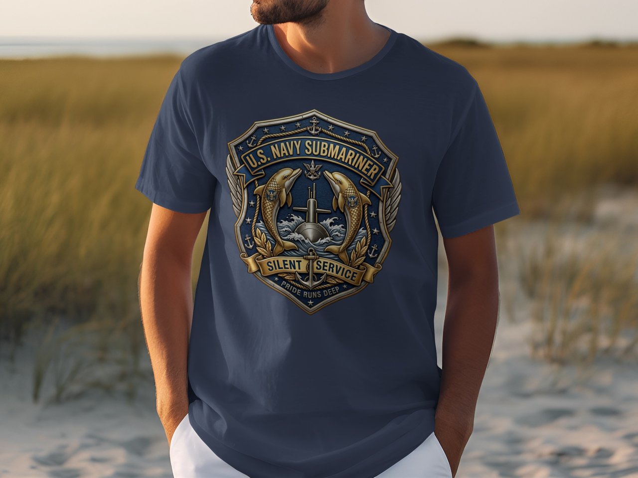 US Navy Submariner T-Shirt, Silent Service Pride Runs Deep Tee, Military Veteran Gift, Submarine Force Apparel, Patriotic