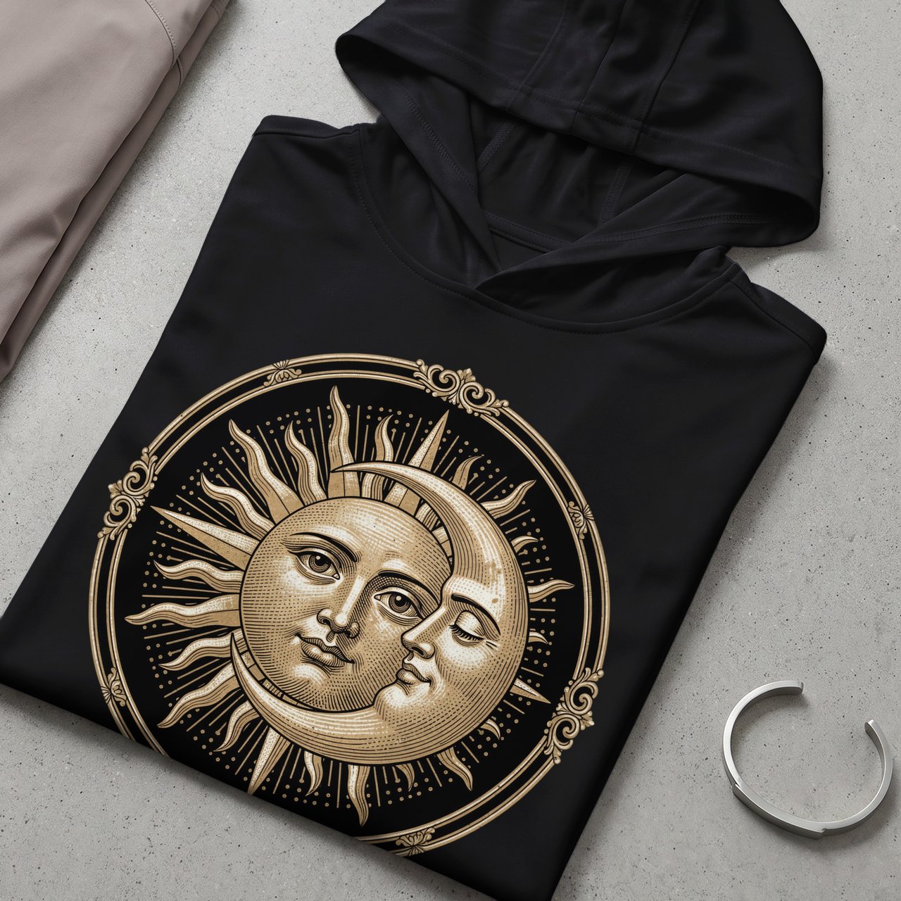 Vintage Celestial Sun and Moon Hoodie