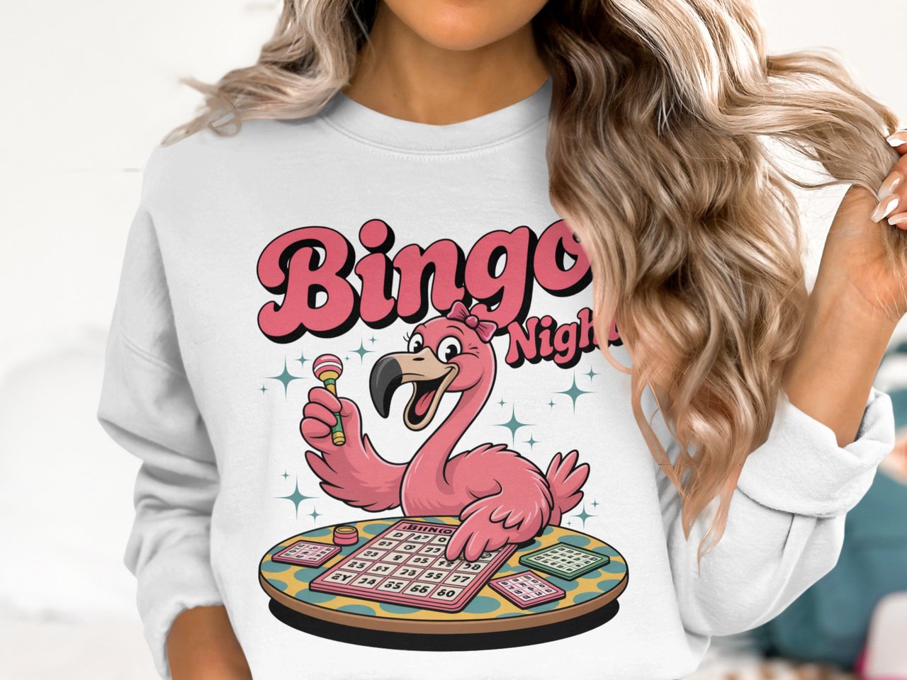 Retro Bingo Night Flamingo Sweatshirt