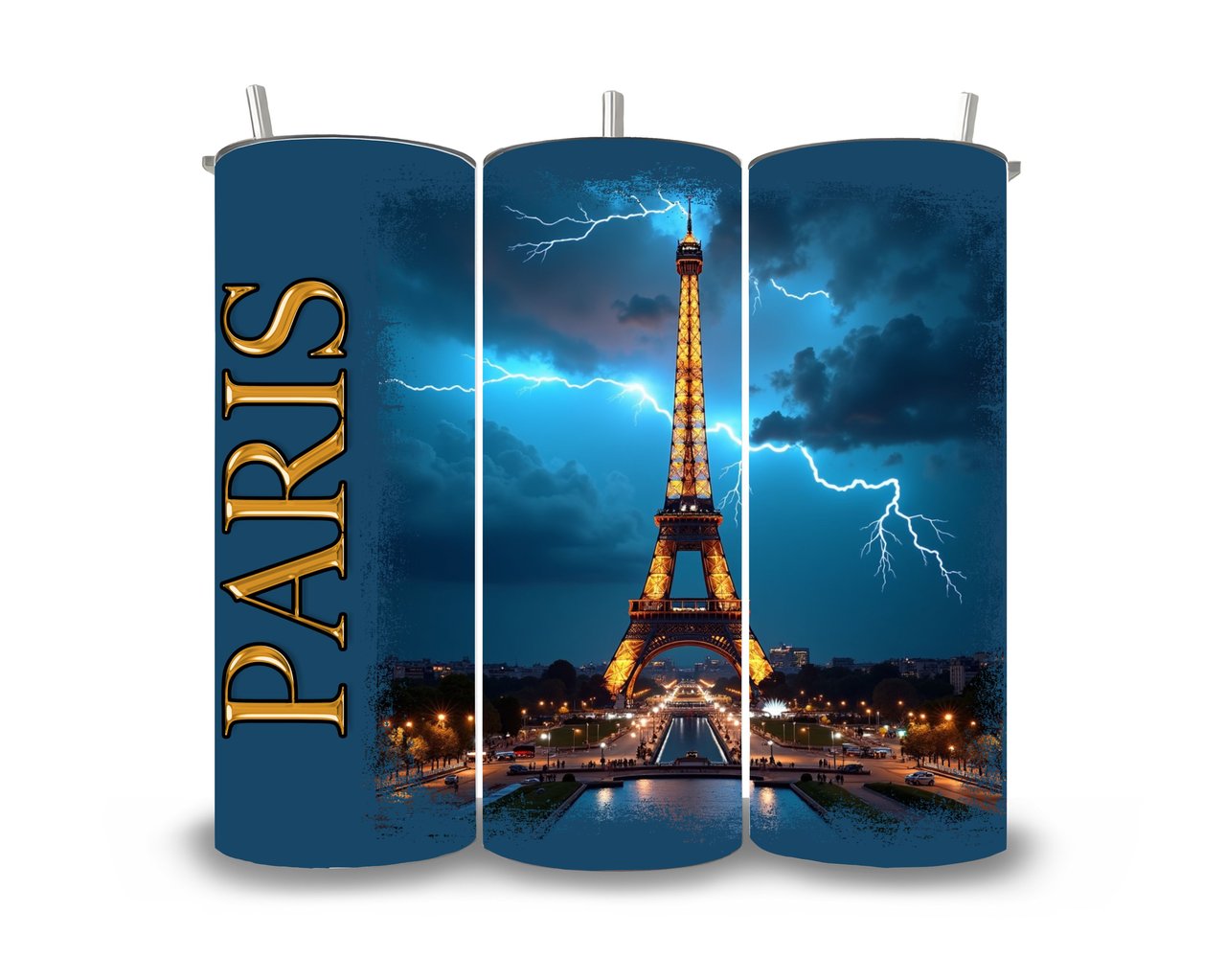 Paris Eiffel Tower 20oz Tumbler Wrap, City of Lights, Lightning Storm Design, Full Wrap Seamless Tumbler Wrap Design, Tumbler Sublimation