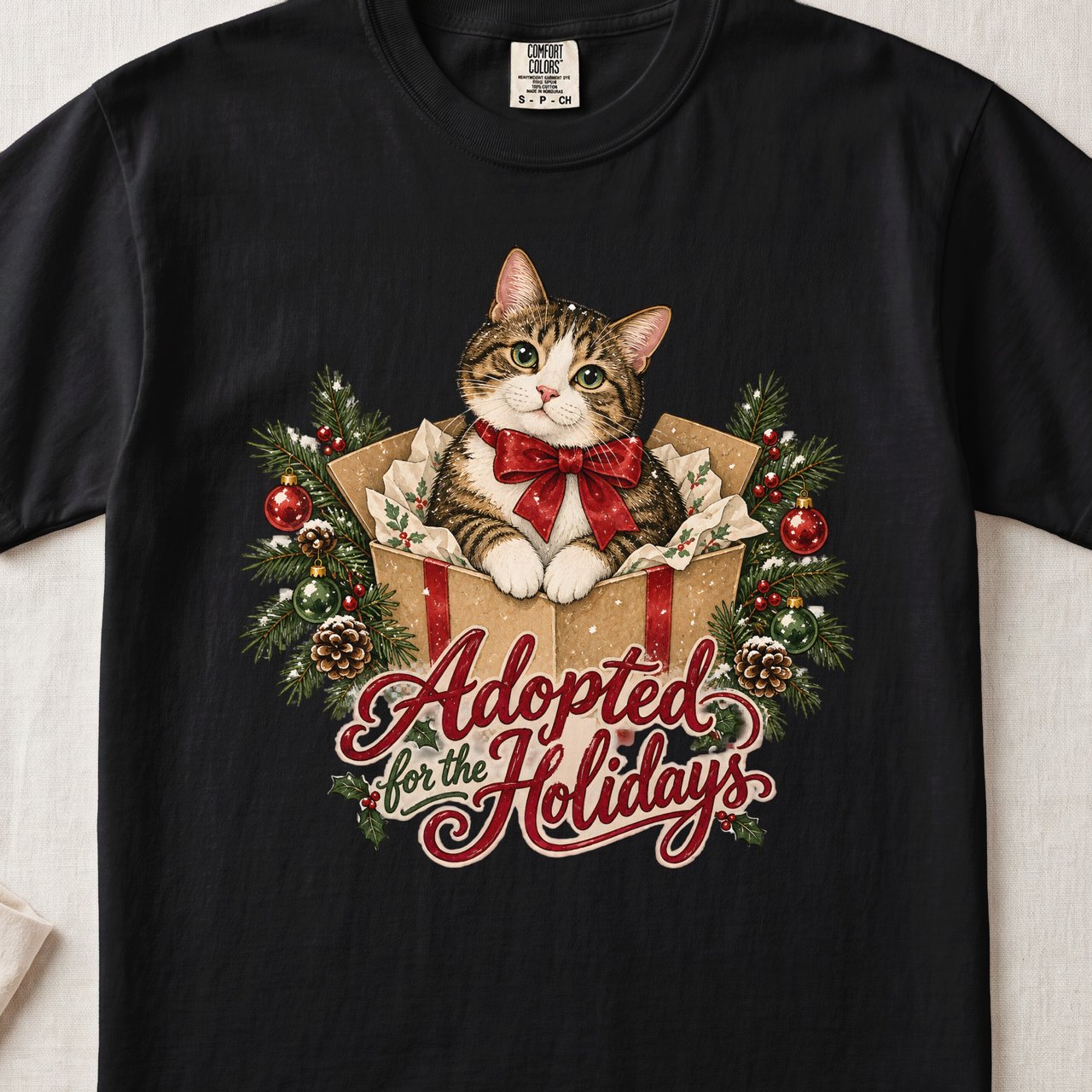Adopted for the Holidays Cat Tee