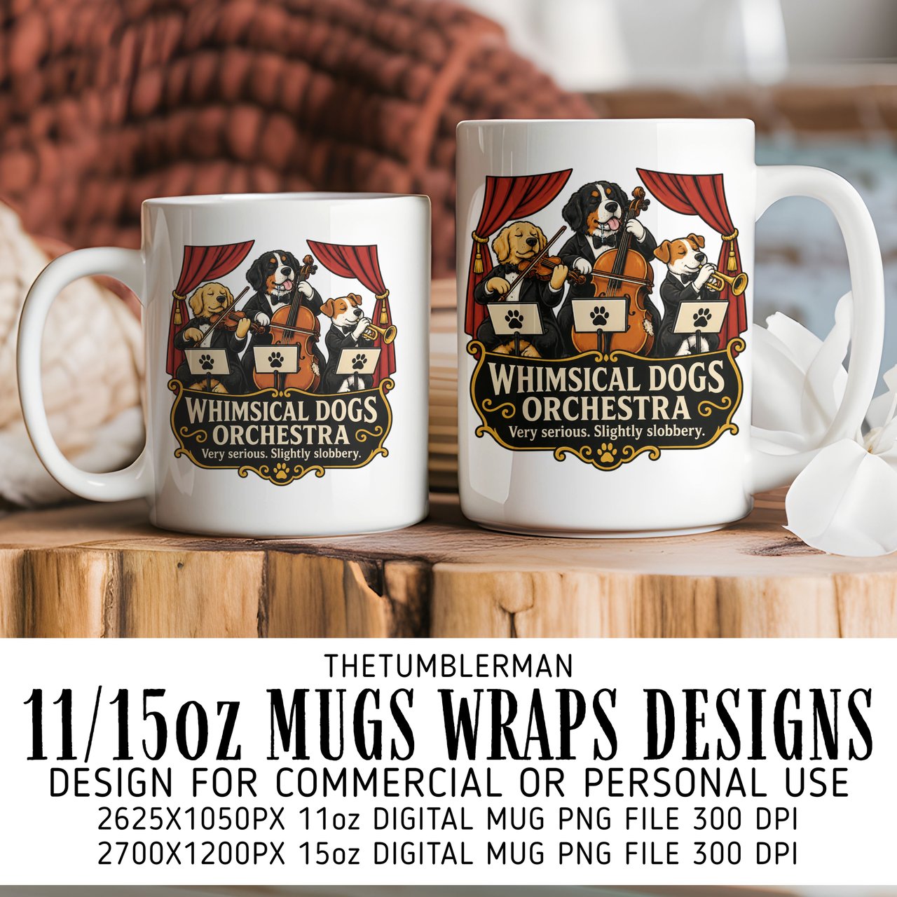Whimsical Dogs Orchestra Mug Wrap