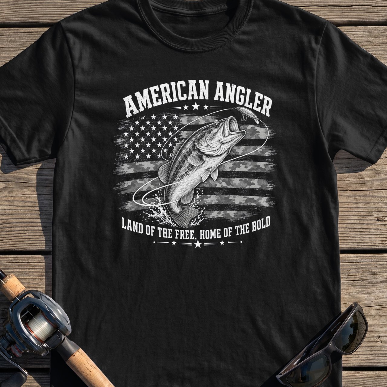 American Angler Land of the Free Bass Tee