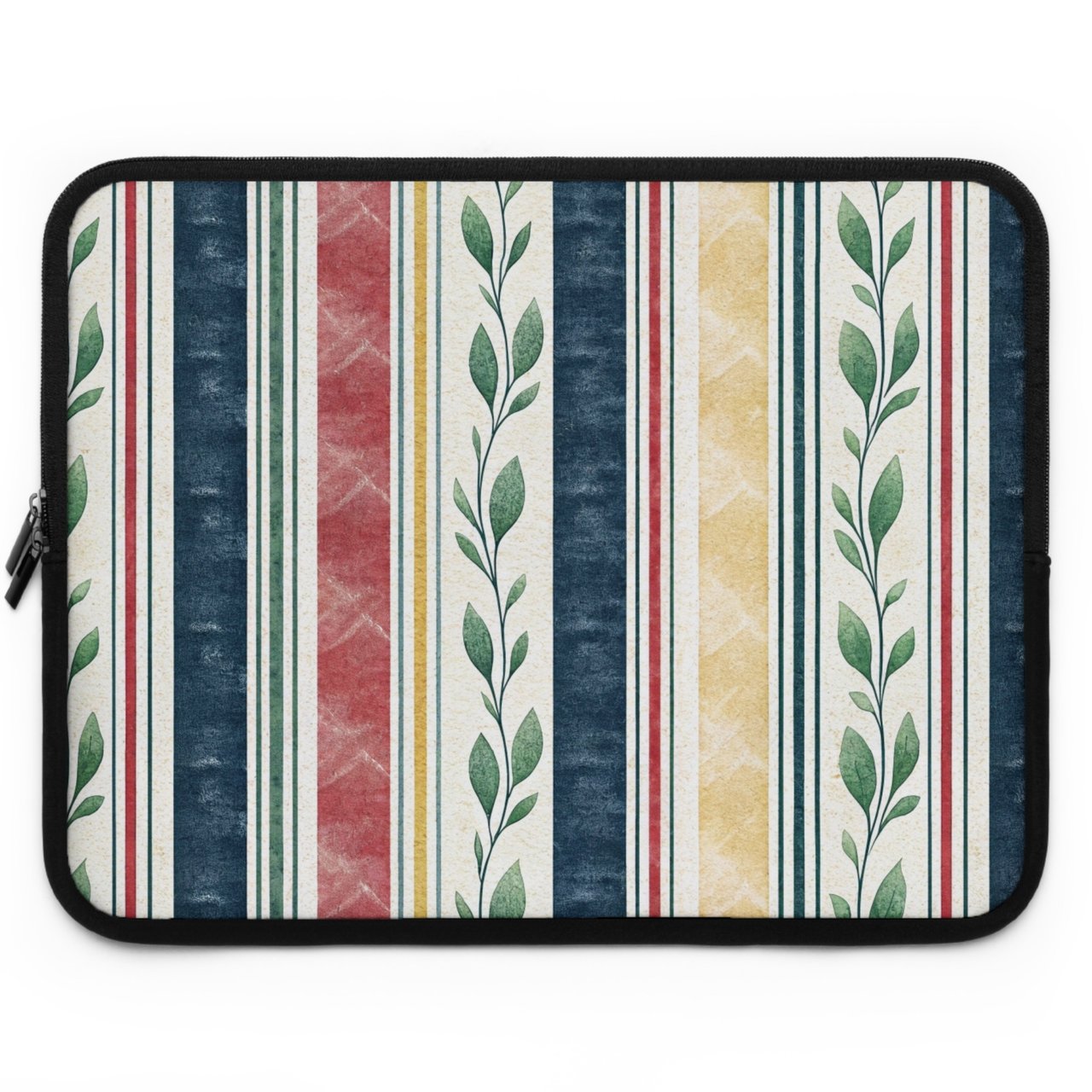 Cottagecore Botanical Stripe Laptop Sleeve, Rustic Vine Accessory Pouch, Farmhouse Laptop Case, Nature Lover Gift