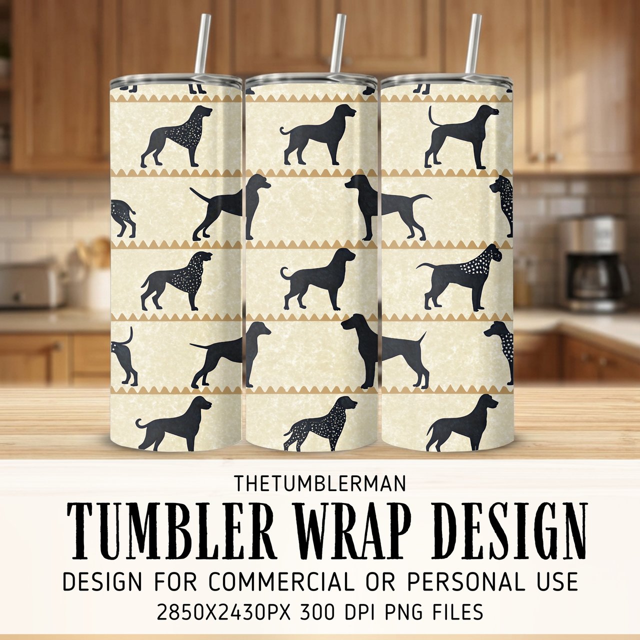 Abstract Canine Silhouettes Digital Design Size Bundle Png