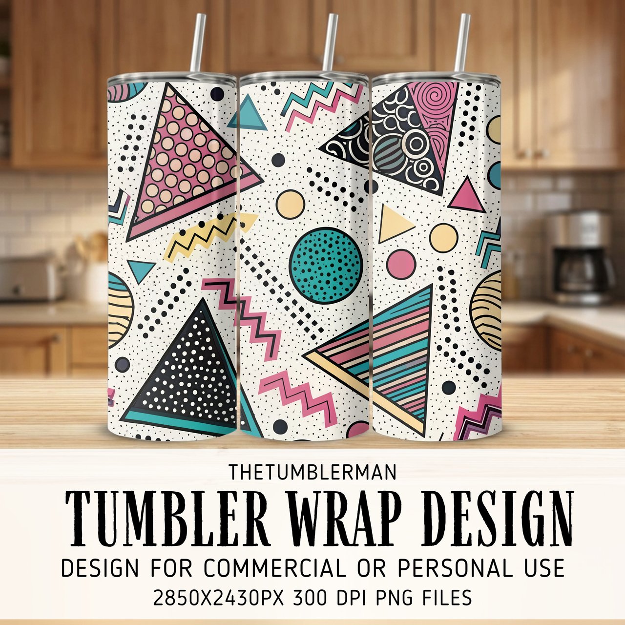 90s Memphis Style Digital Pattern Size Bundle Png