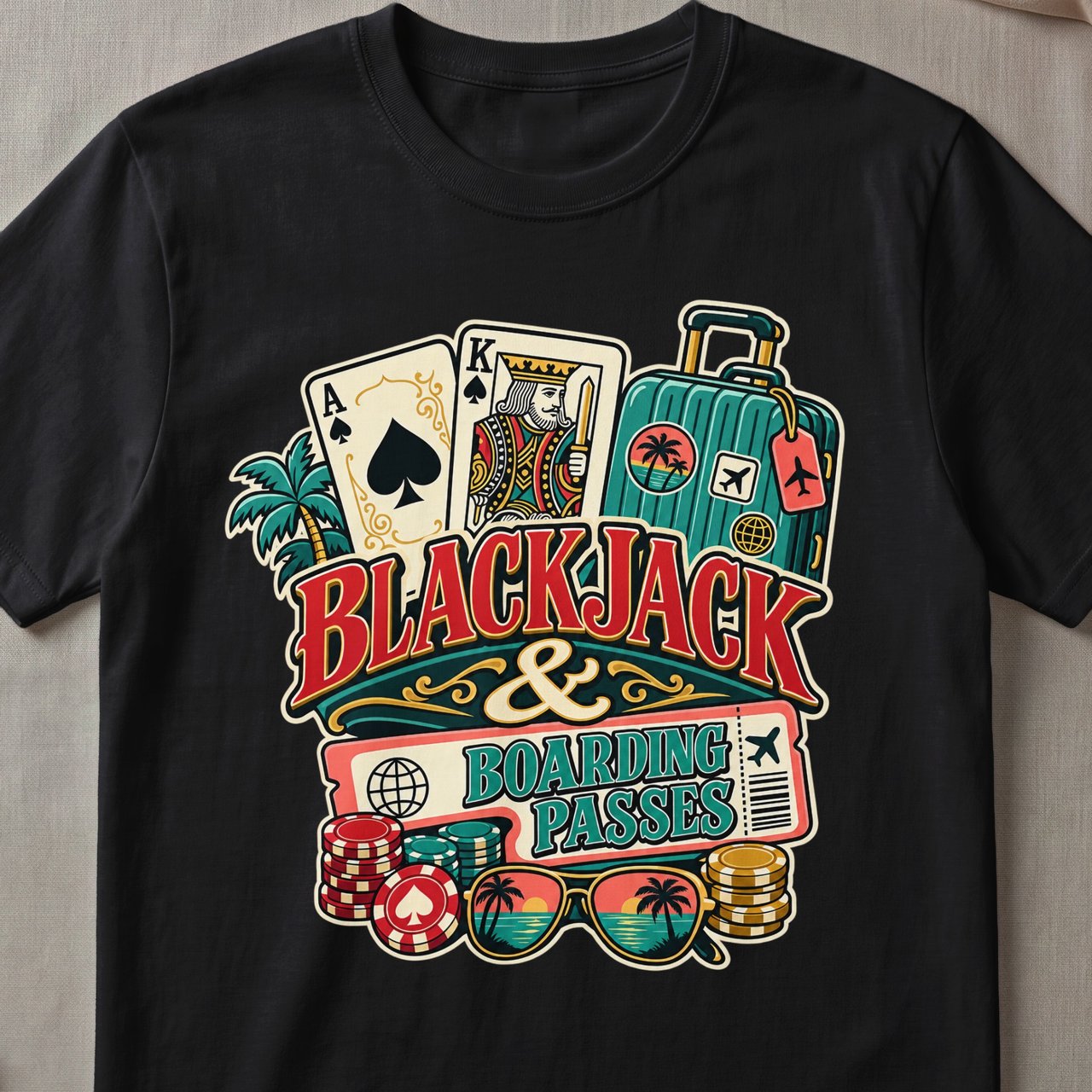 Blackjack & Boarding Passes T-Shirt