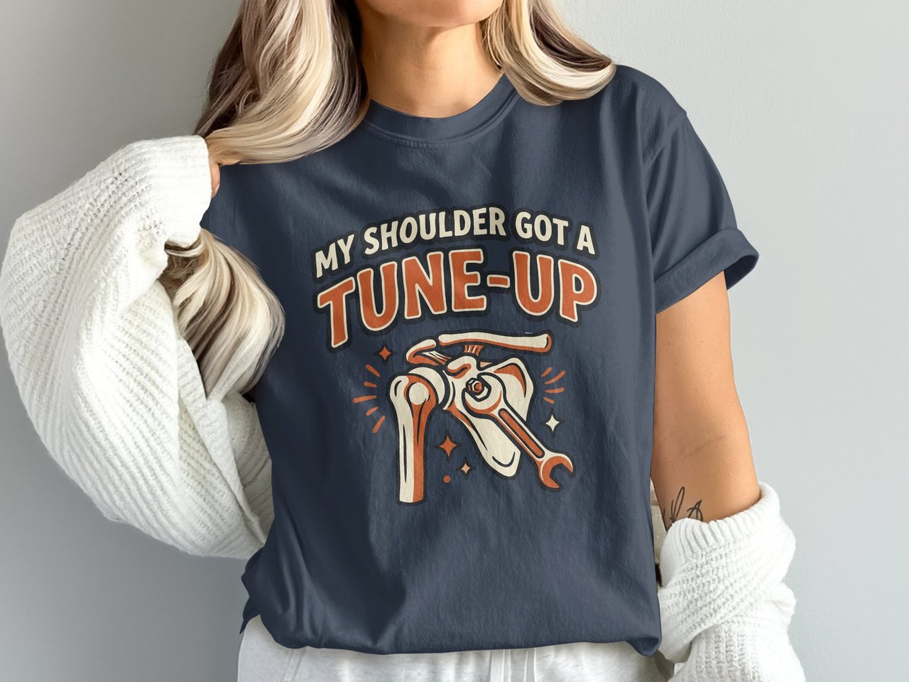 Shoulder Surgery Recovery T-Shirt: Humorous Post-Op Tune-Up Graphic, Orthopedic Rehabilitation Tee