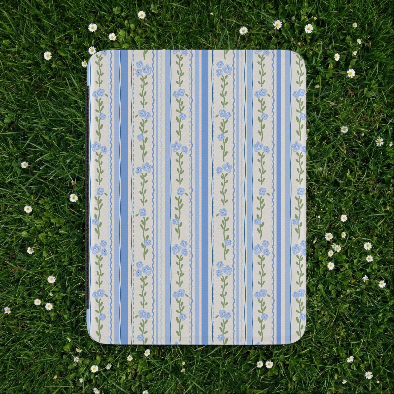 Blue Floral Stripe Kindle Case