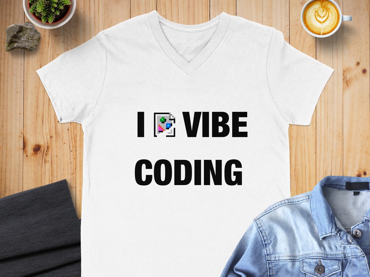 I Vibe Coding — Bella 3005 V-Neck T-Shirt