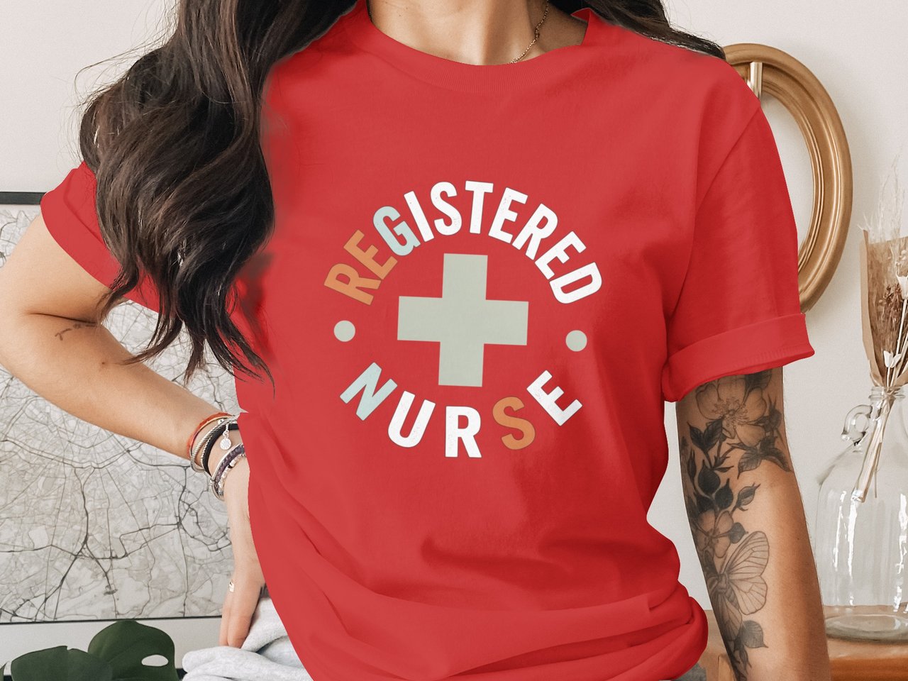 Retro Registered Nurse T-Shirt: Vintage Medical Cross, RN Staff Tee