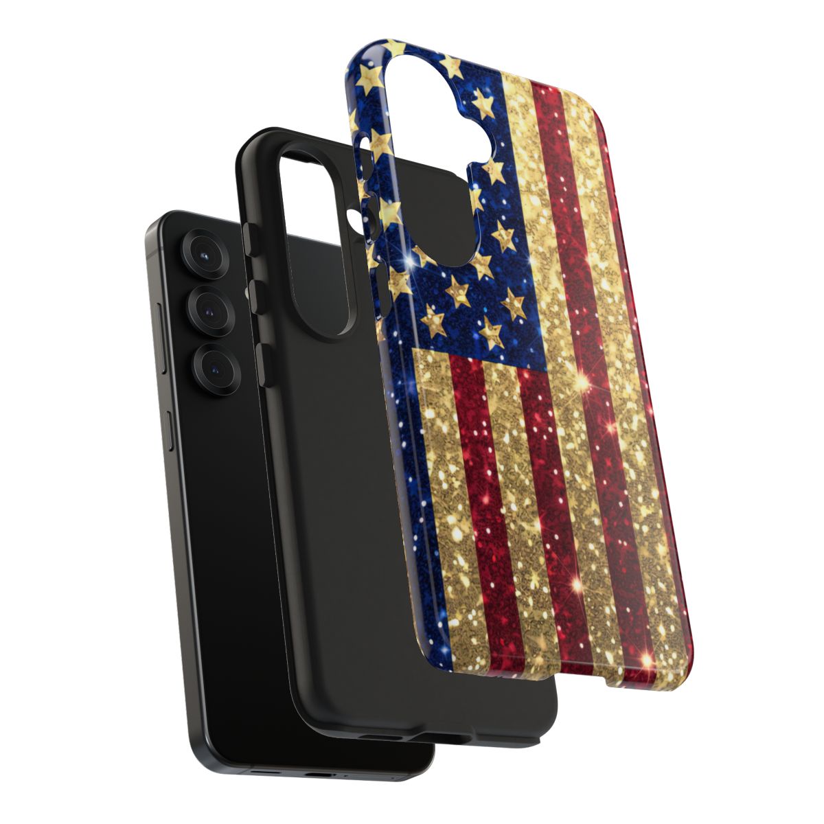 Glitter American Flag Tote Bag: Patriotic Stars and Stripes Phone Case