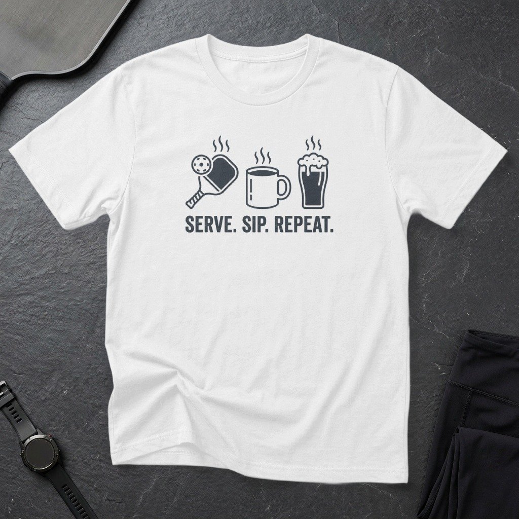 Serve Sip Repeat Pickleball T-Shirt