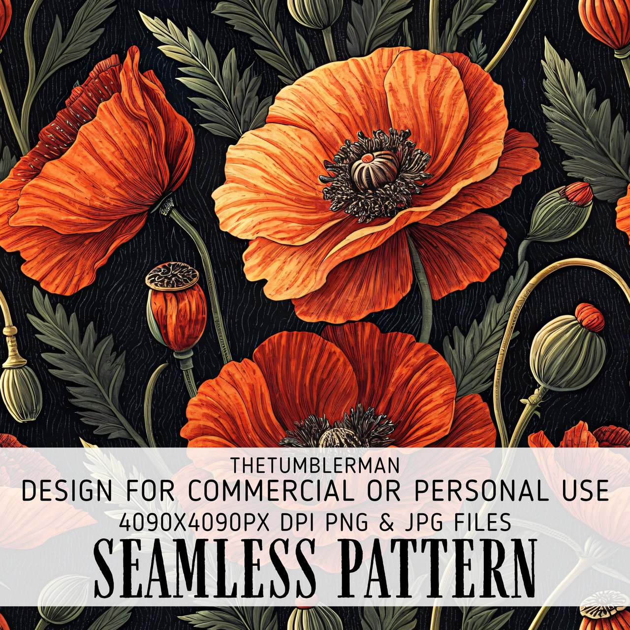 Orange Poppy Tumbler Design, Floral Digital Paper, Watercolor Flower Background, Junk Journal Pages, Printable Tumbler png, Scrapbooking