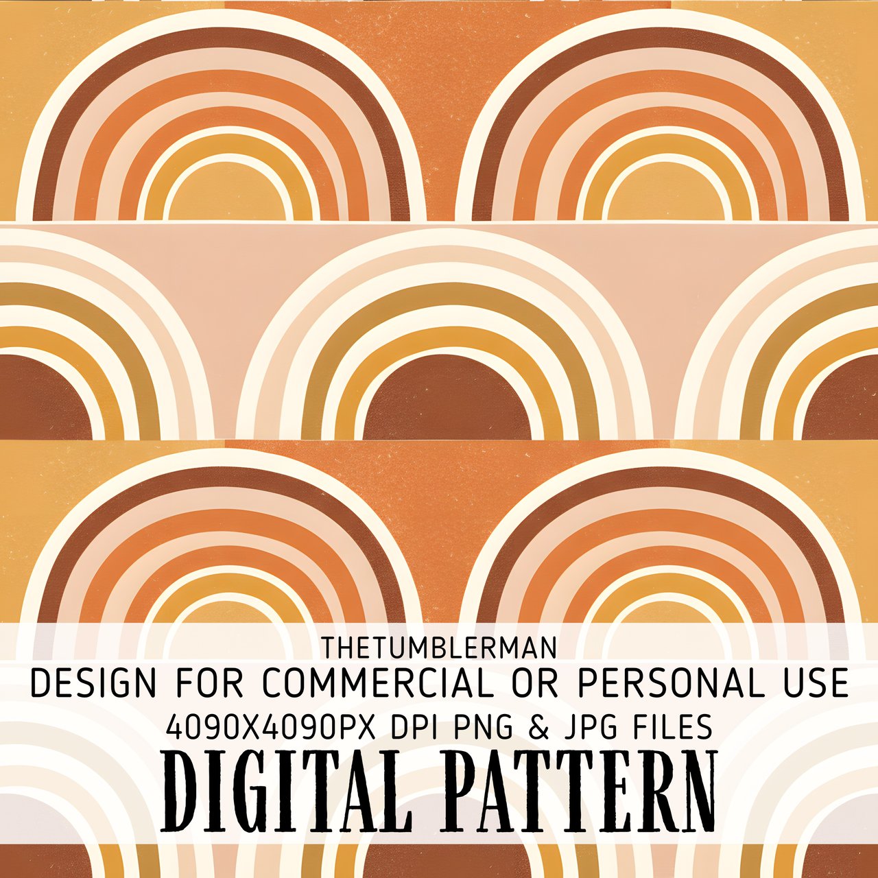 Retro Rainbow Digital Pattern, Digital Paper Bundle, Boho Rainbow Clipart, 70s Rainbow Graphics, Earth Tone Design, Digital Download