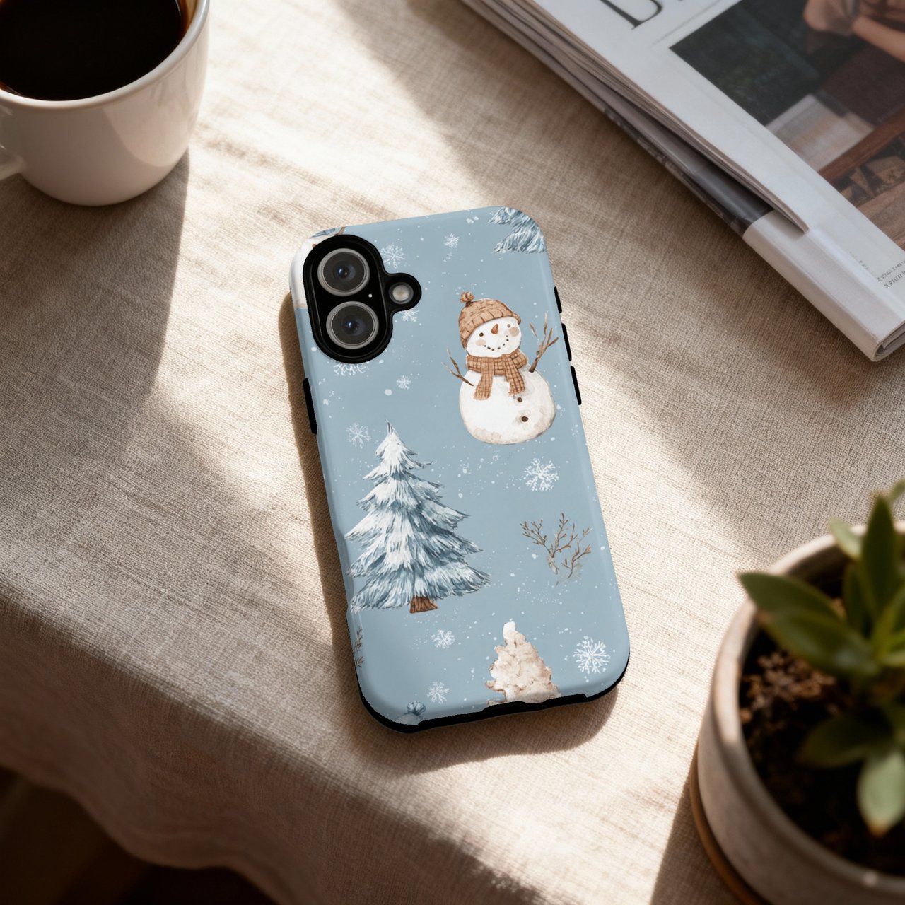 Winter iPhone Case: Snowman Pattern, Holiday Design, Protective, Christmas Theme