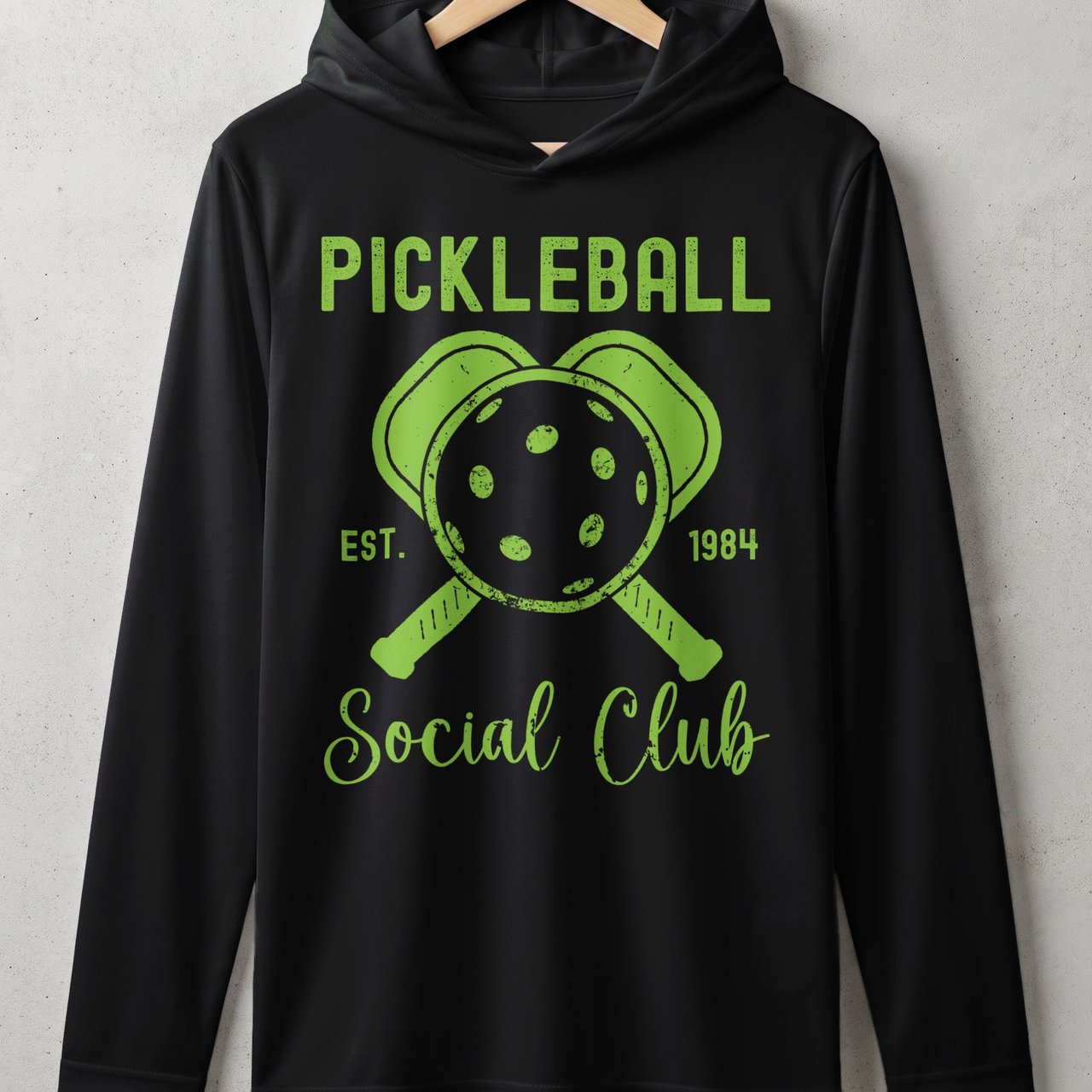 Pickleball Sport-Tek Performance Hood, Pickleball Est. 1984 Social Club Graphic, Lightweight Hoodie