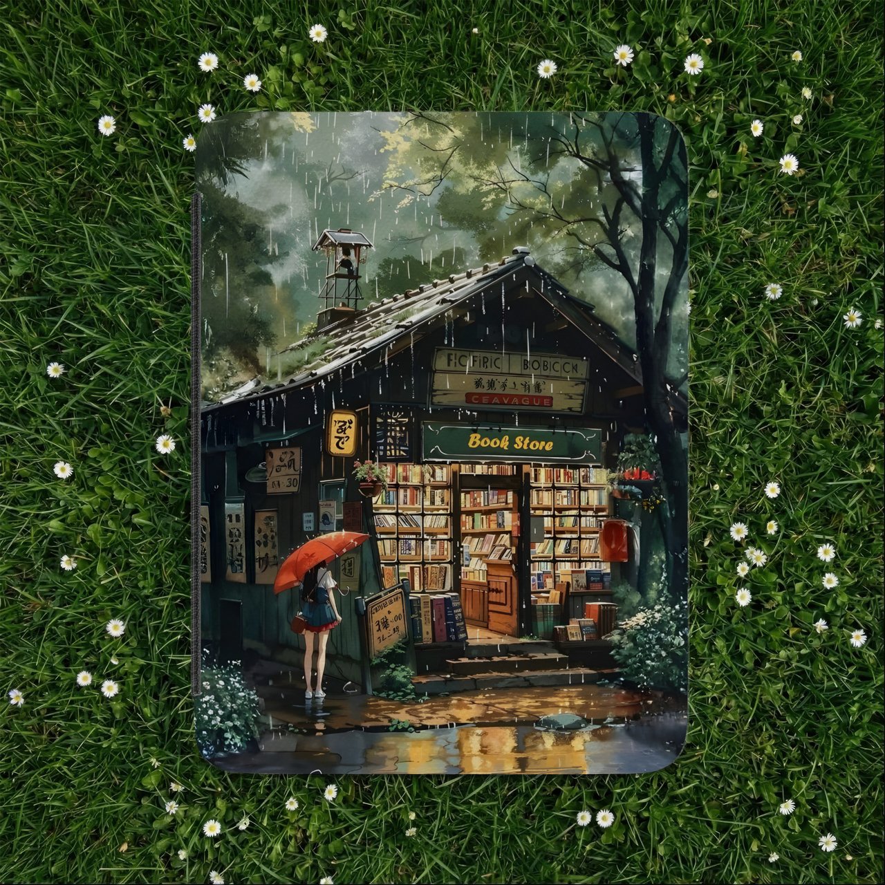 Anime Rainy Bookstore Kindle Case