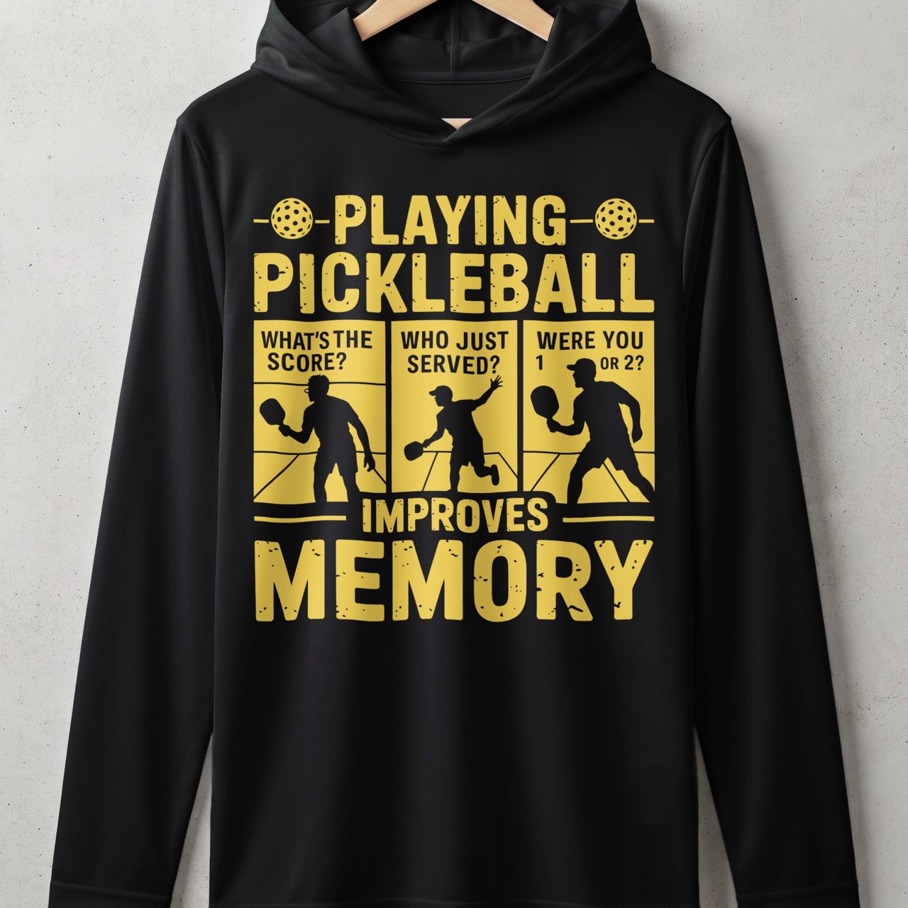 Pickleball Sport-Tek Performance Hood, Playing Pickleball Improves Memory What's The Score, Lightweight Hoodie