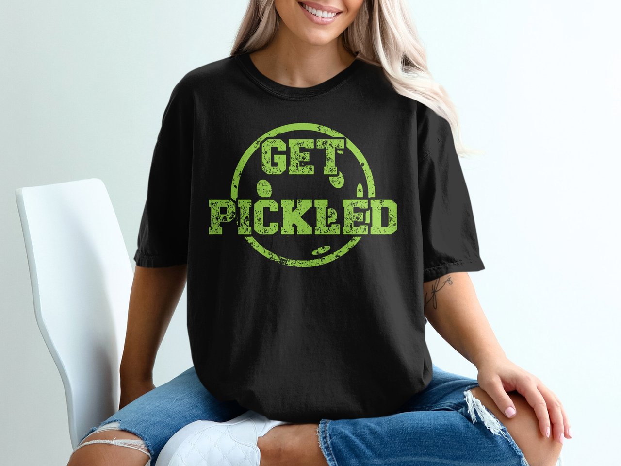 Pickleball Comfort Colors Shirt, Get Pickled, Vintage Graphic Tee, Retro Court Clothes, Distressed Pickleball Gift T-Shirt