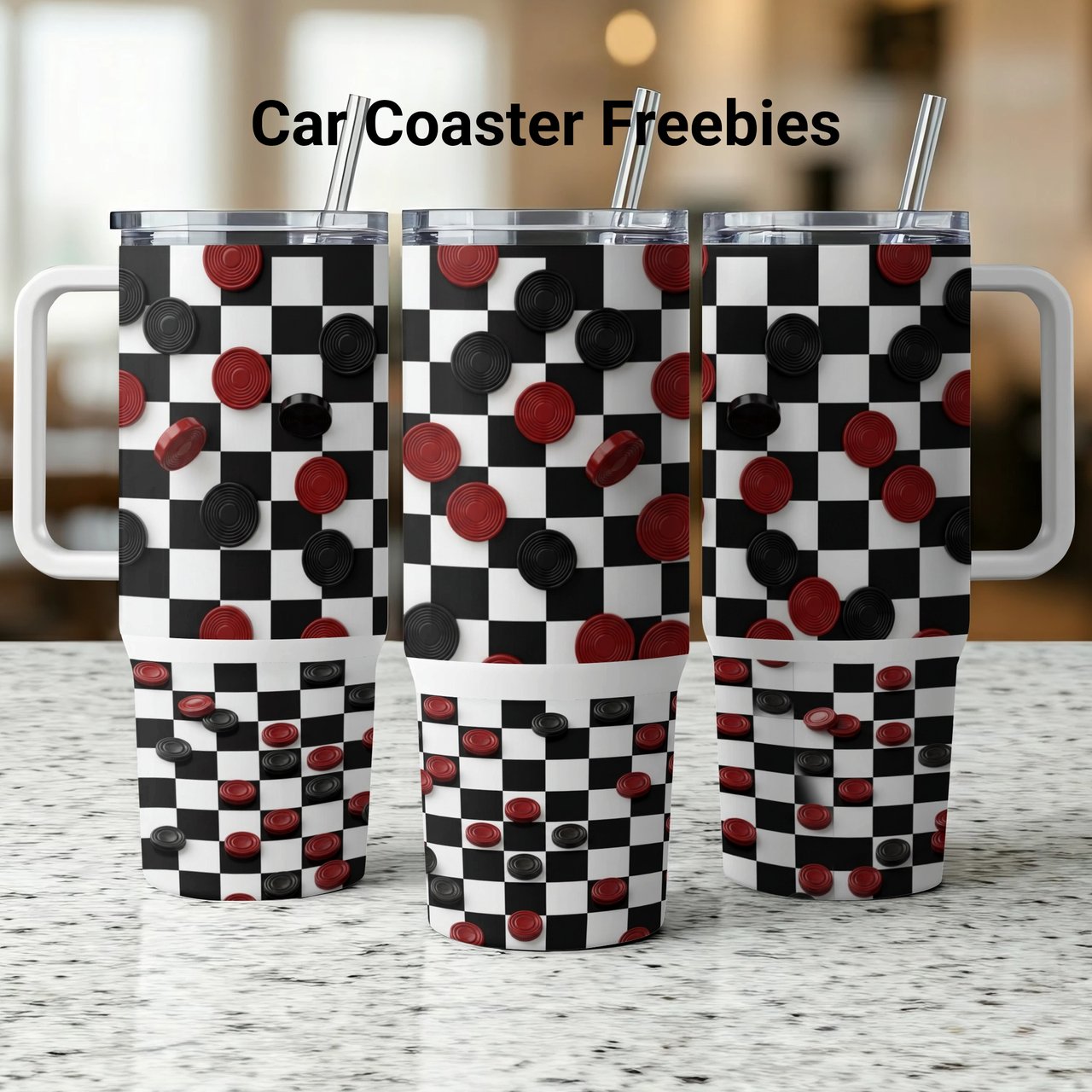 Checkerboard 40oz Tumbler Wrap Design, Retro Checkers Game Board Sublimation Digital File, Fun Gamer Tumbler Gift
