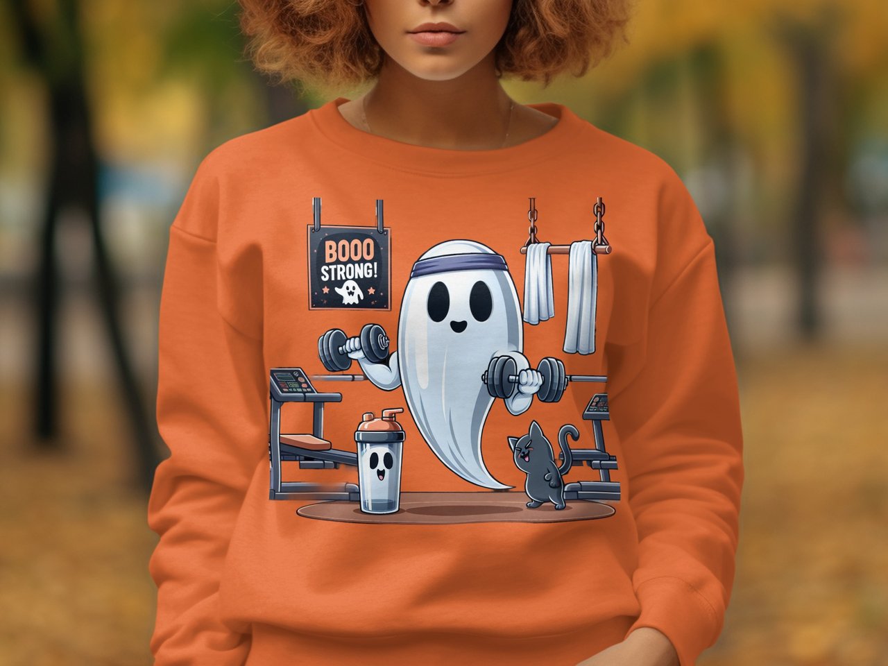 Gym Ghost T-Shirt, Halloween Workout Shirt, Boo Strong Tee, Cute Ghost Lifting Weights, Fitness Ghost Shirt, Halloween Gift, Funny Halloween
