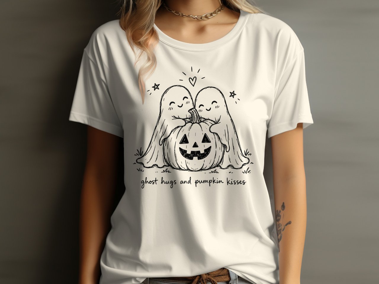 Ghost Hugs and Pumpkin Kisses Tee or Sweatshirt