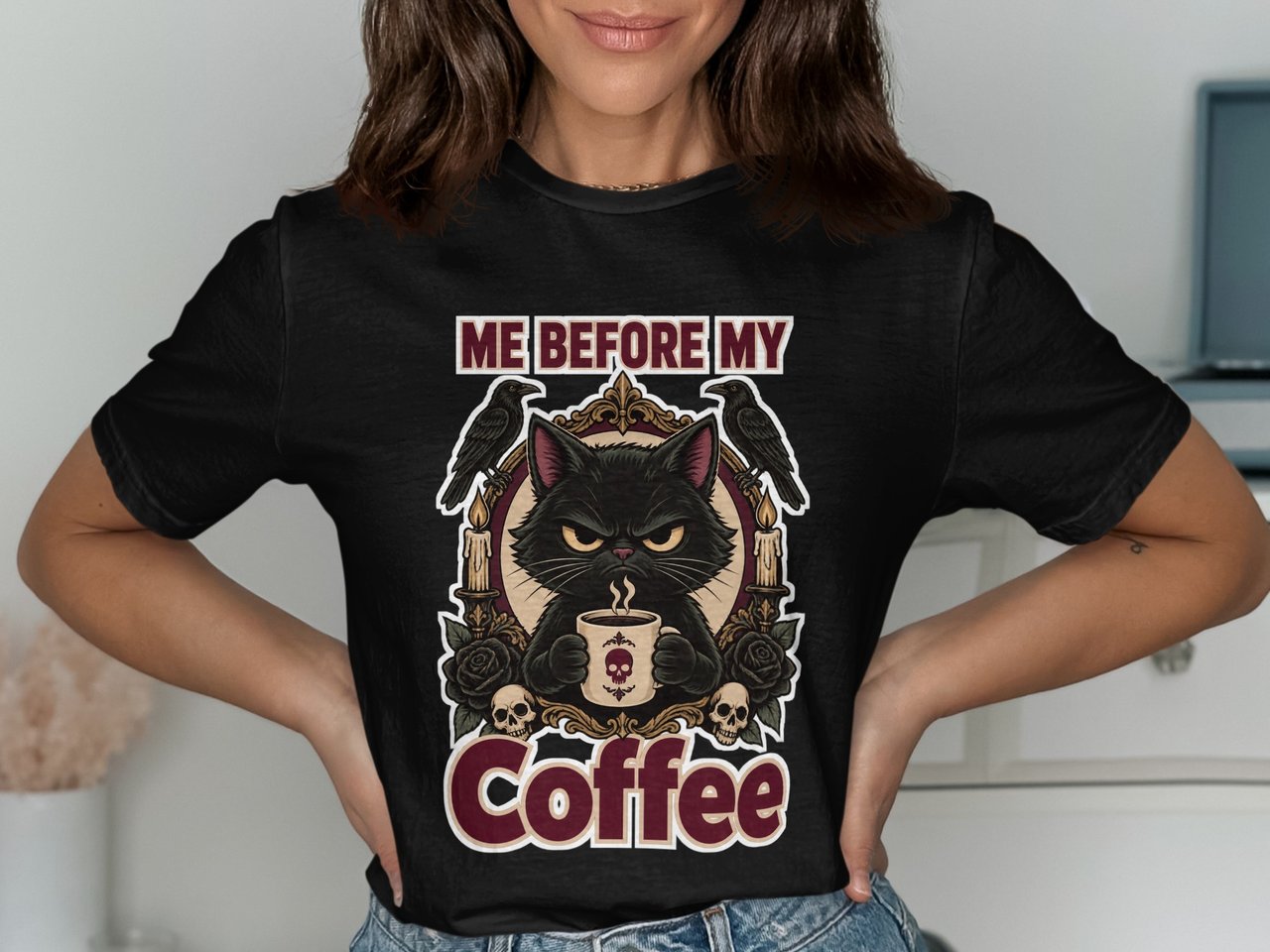Me Before My Coffee Cat Tee or Sweatshirt
